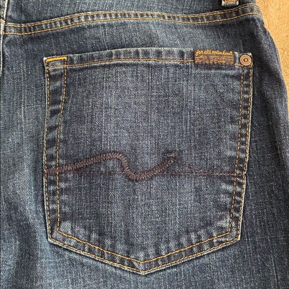 7 For All Mankind Jeans 31 x 32 Blue Denim Women’s Straight Leg Buttonfly - Picture 12 of 14